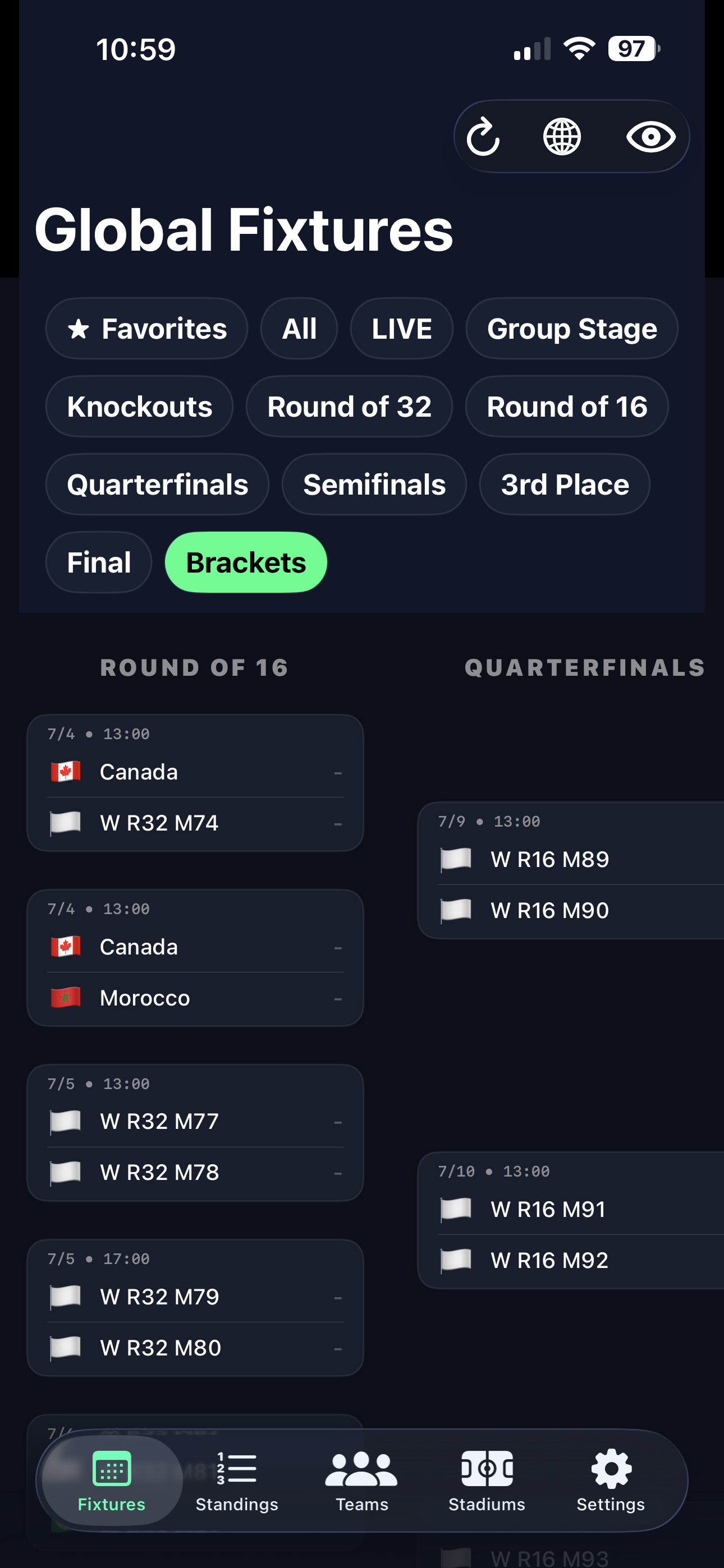 Interactive Tournament Brackets Screenshot